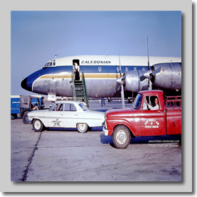 Britannia G-ASTF on turnround - Arthur Eastwood in the truck - Jeddah 1968 Hadj